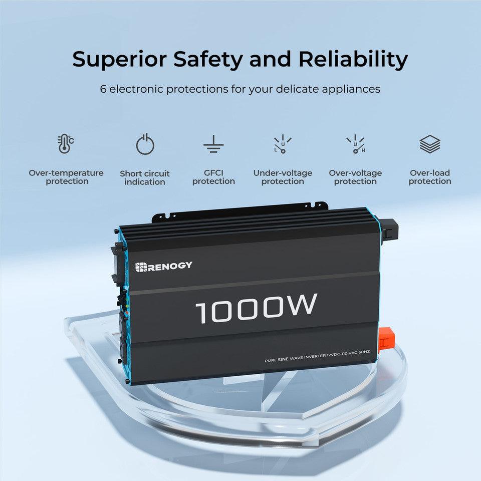 Renogy Solar Charge Controllers and Inverters Renogy 1000W 12V Pure Sine Wave Inverter