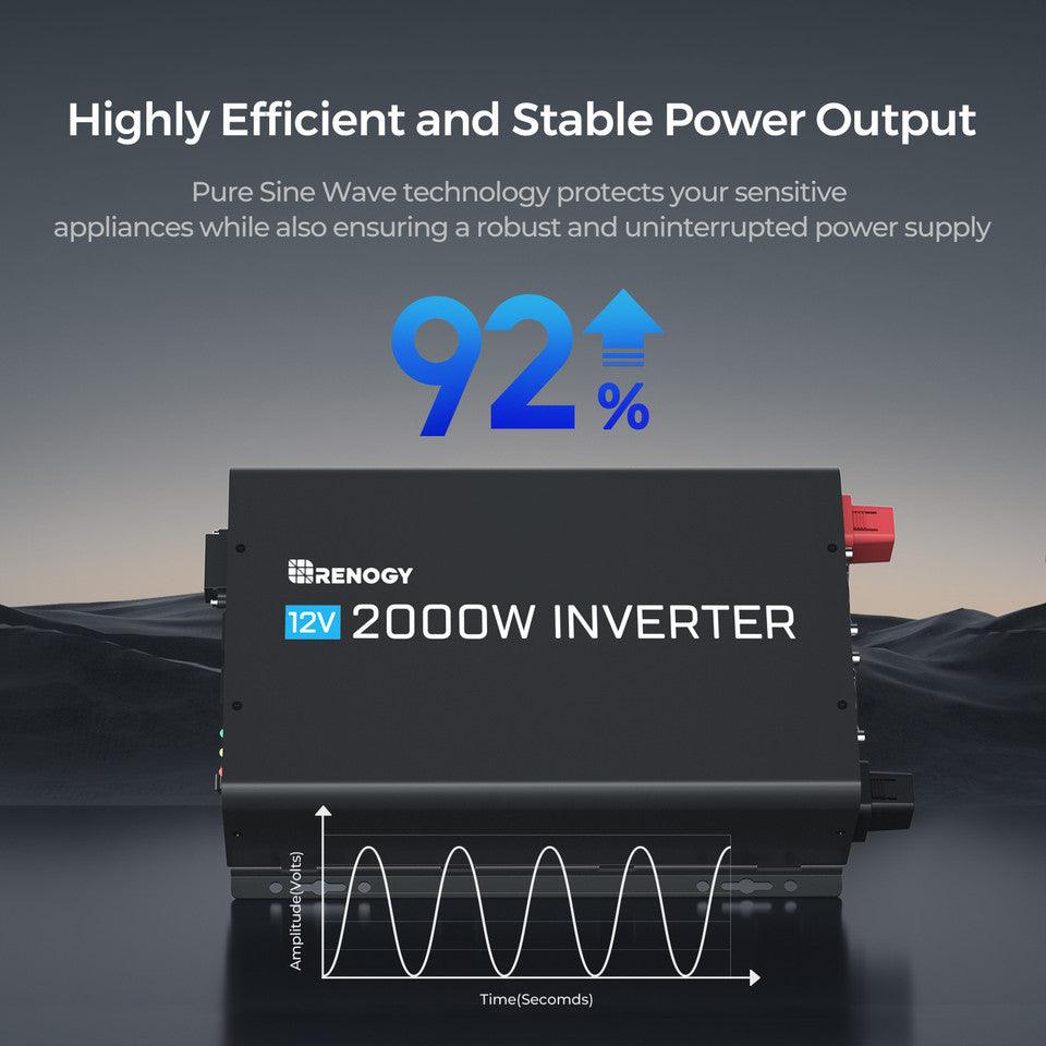 Renogy Solar Charge Controllers and Inverters Renogy 2000W 12V Pure Sine Wave Solar Inverter with Power Saving Mode