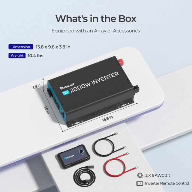 Renogy Solar Charge Controllers and Inverters Renogy 2000W 12V Pure Sine Wave Solar Inverter with Power Saving Mode