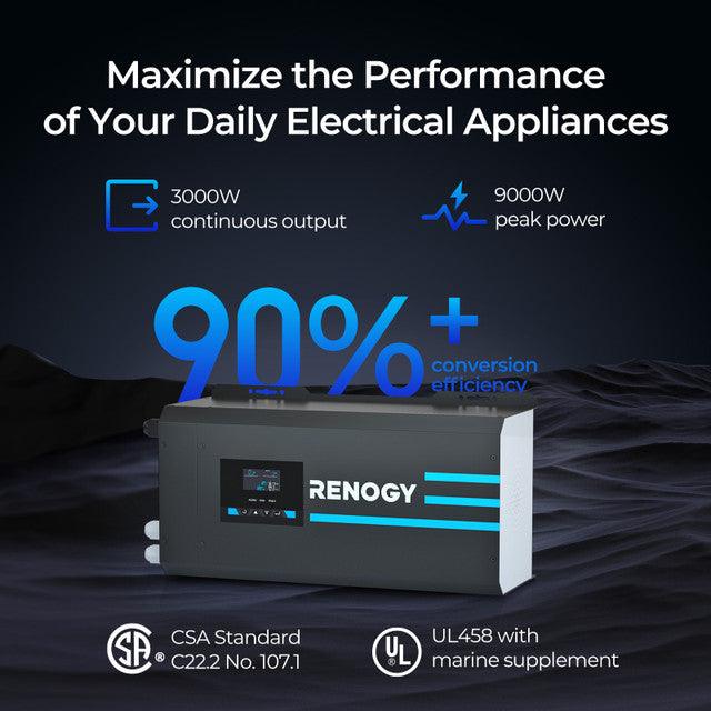 Renogy Solar Charge Controllers and Inverters Renogy 3000W 12V Pure Sine Wave Inverter Charger w/ LCD Display