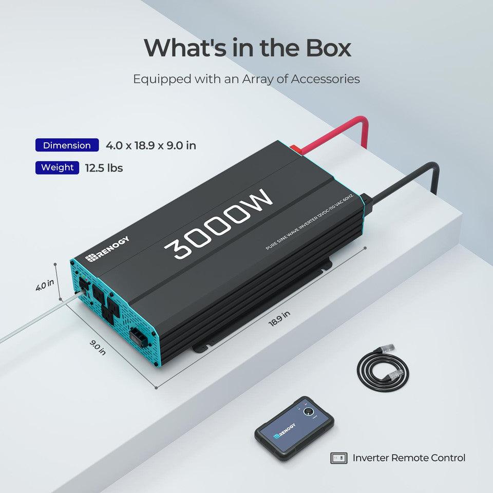 Renogy Solar Charge Controllers and Inverters Renogy 3000W 12V Pure Sine Wave Solar Inverter