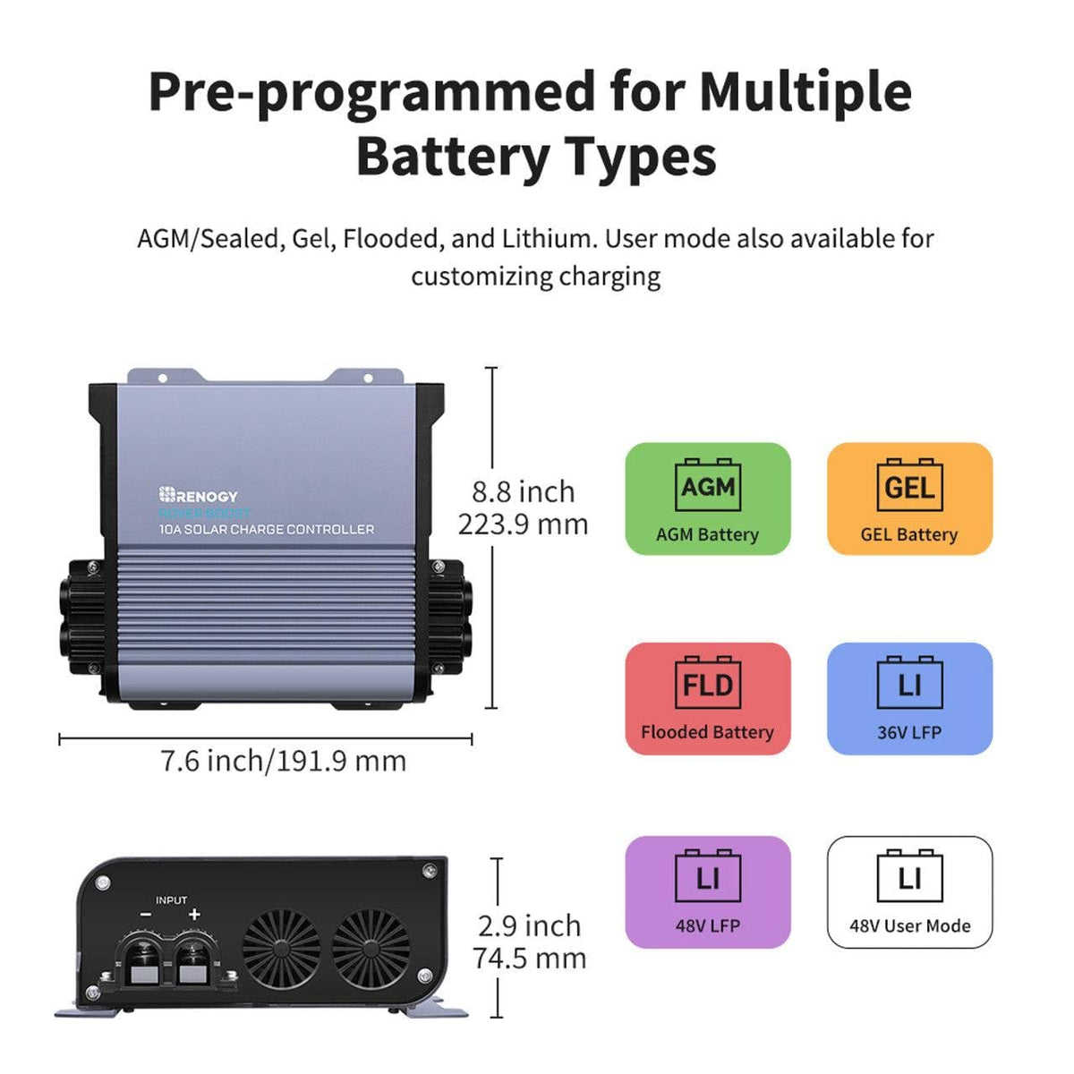 Renogy Solar Charge Controllers and Inverters Renogy 36V/48V Rover Boost 10A MPPT Solar Charge Controller