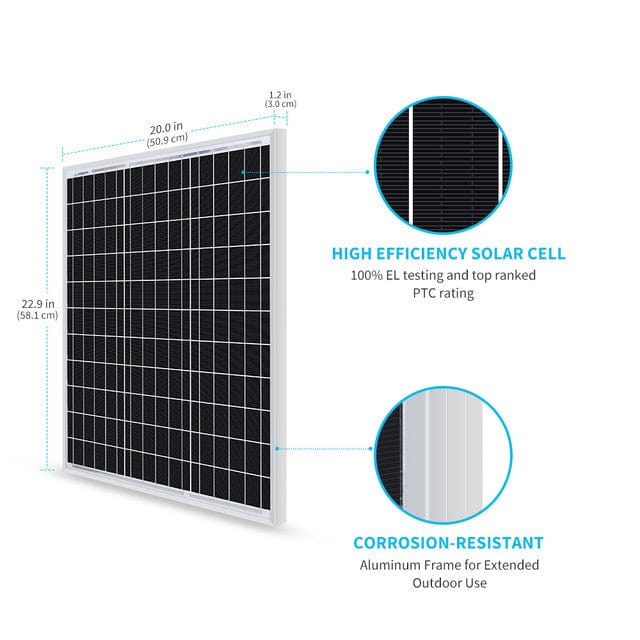 Renogy Solar Panels Renogy 50 Watt 12 Volt Monocrystalline Solar Panel