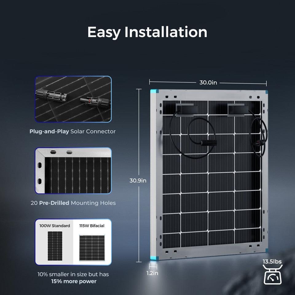 Renogy Solar Panels Renogy Bifacial 115 Watt 12 Volt Monocrystalline Solar Panel