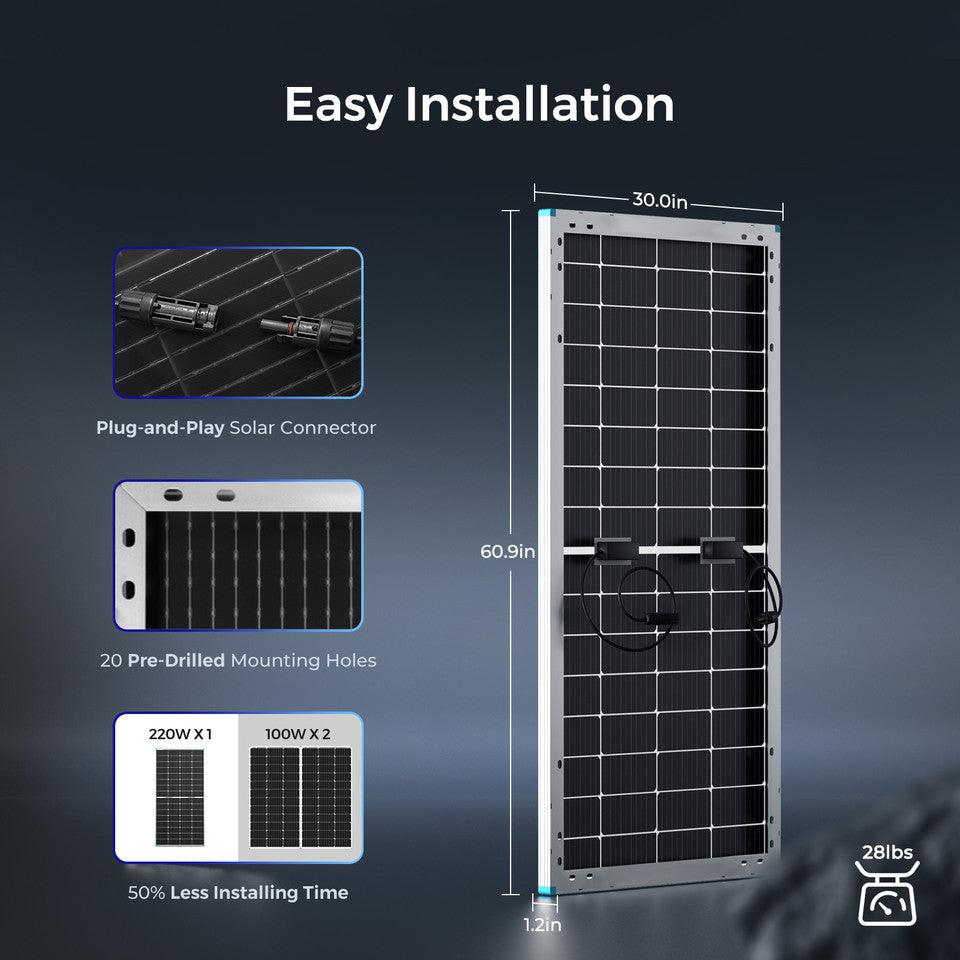 Renogy Solar Panels Renogy Bifacial 220 Watt 12 Volt Monocrystalline Solar Panel