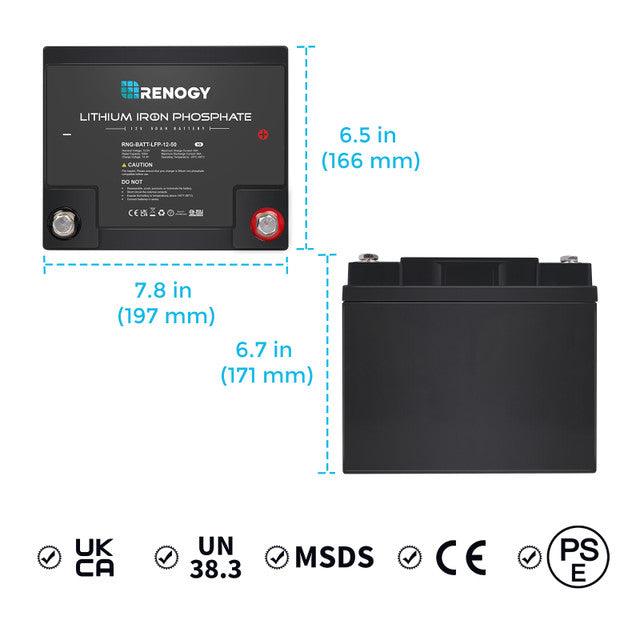 Renogy Solar Batteries Renogy Lithium Iron Phosphate Battery 12 Volt 50 Ah
