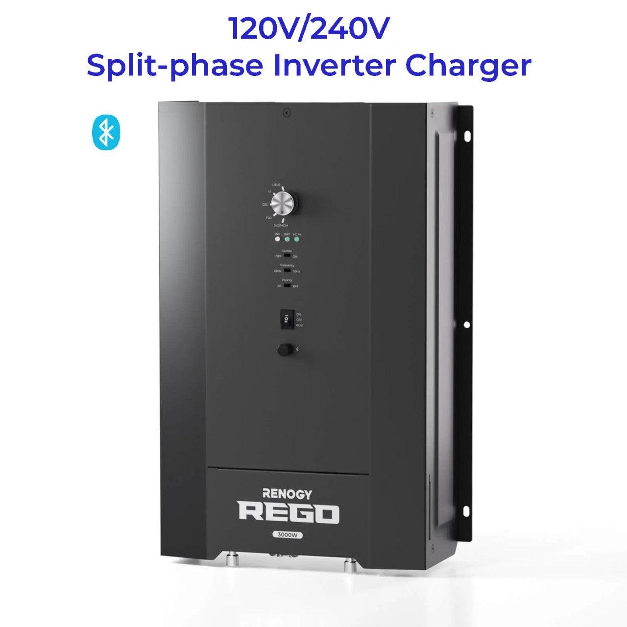 Renogy Solar Charge Controllers and Inverters Renogy REGO 3000W 12V Pure Sine Wave HF Inverter Charger Split-phase Design