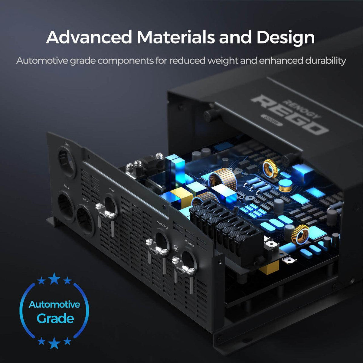 Renogy Solar Charge Controllers and Inverters Renogy REGO 3000W 12V Pure Sine Wave HF Inverter Charger Split-phase Design