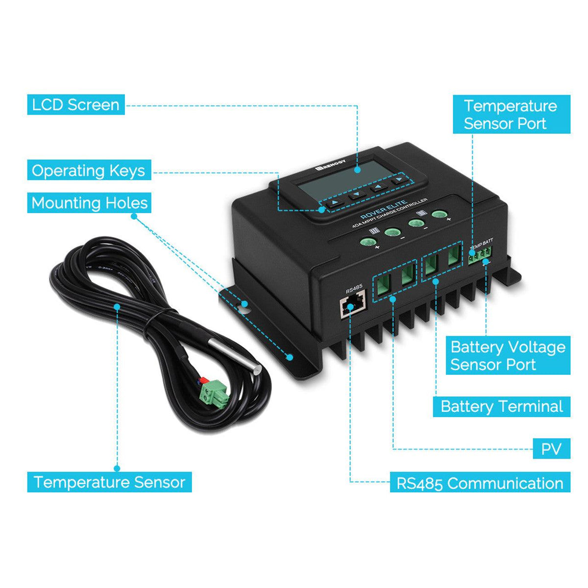 Renogy Solar Charge Controllers and Inverters Renogy Rover Elite 40A MPPT Solar Charge Controller