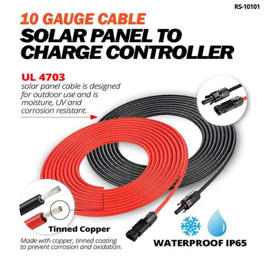 Rich Solar Solar Power Kits 10 Gauge (10AWG) Cable Wire Connect Solar Panel to Charge Controller (Red & Black) | Choose Feet/Length - Free Shipping!