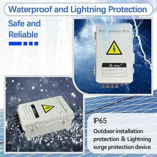 Rich Solar Solar Accessories 4 - 1 String Solar Combiner Box PV Combiner Box with Surge Protection, 63A Circuit Breakers and 15A Rated Current Fuse for On/Off Grid Solar Power System, IP65 Water Resistant