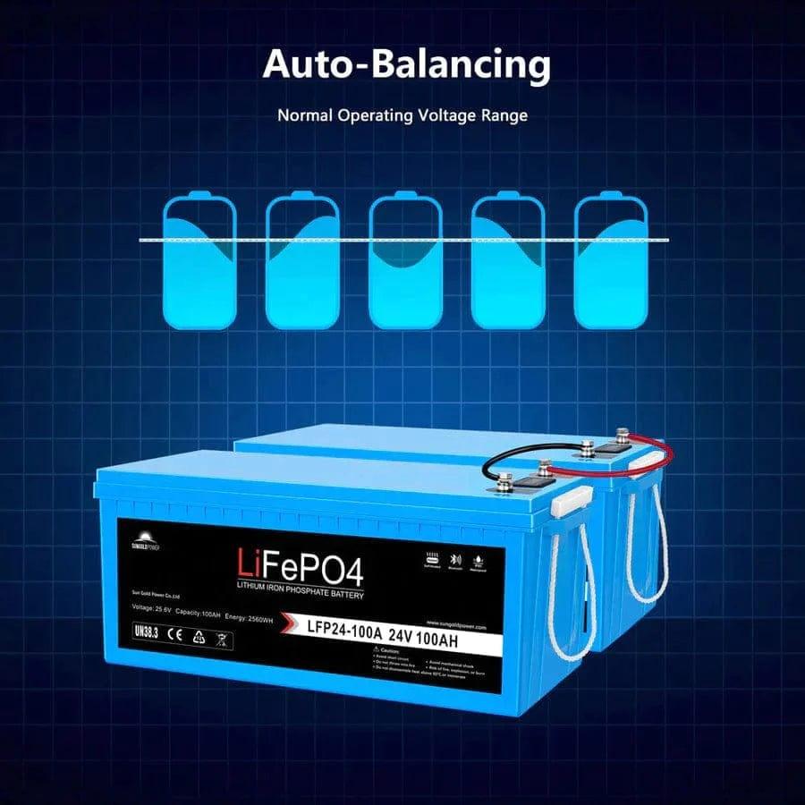 Rich Solar Solar Batteries 4 X 24V 100AH LiFePO4 Deep Cycle Lithium Battery / Bluetooth /Self-Heating / IP65 - Free Shipping!