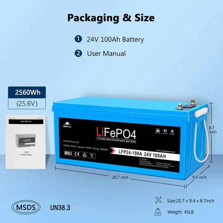 Rich Solar Solar Batteries 4 X 24V 100AH LiFePO4 Deep Cycle Lithium Battery / Bluetooth /Self-Heating / IP65 - Free Shipping!