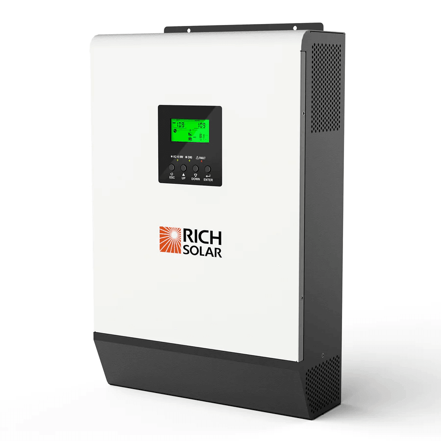 Rich Solar Solar Charge Controllers and Inverters Hybrid Off-Grid Inverter | 2400W 24V 120A Output + 2.4kW Solar Input | 80A MPPT Charge Controller (Grid Feedback Optional) - Free Shipping