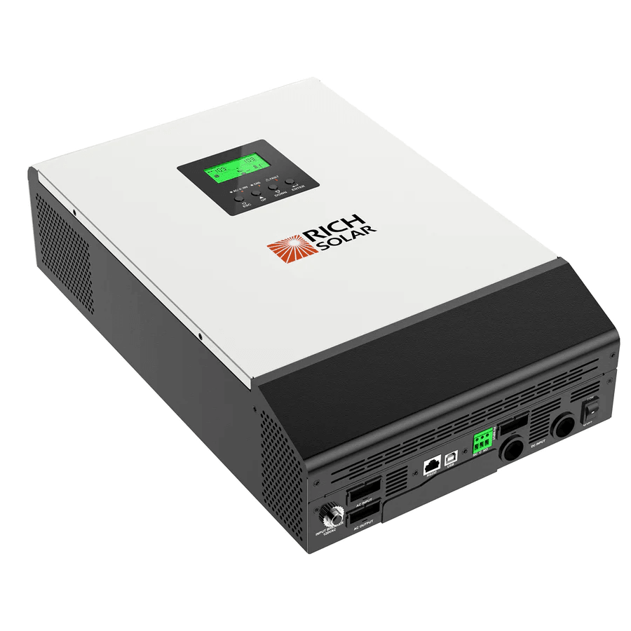 Rich Solar Solar Charge Controllers and Inverters Hybrid Off-Grid Inverter | 2400W 24V 120A Output + 2.4kW Solar Input | 80A MPPT Charge Controller (Grid Feedback Optional) - Free Shipping