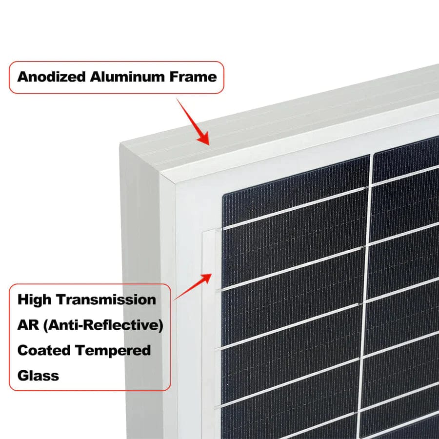 Rich Solar Solar Panels MEGA 100 SLIM | 100 Watt Monocrystalline Solar Panel | Best 12V Slim Panel for VAN RVs and Off-Grid | 25-Year Output Warranty- Free Shipping