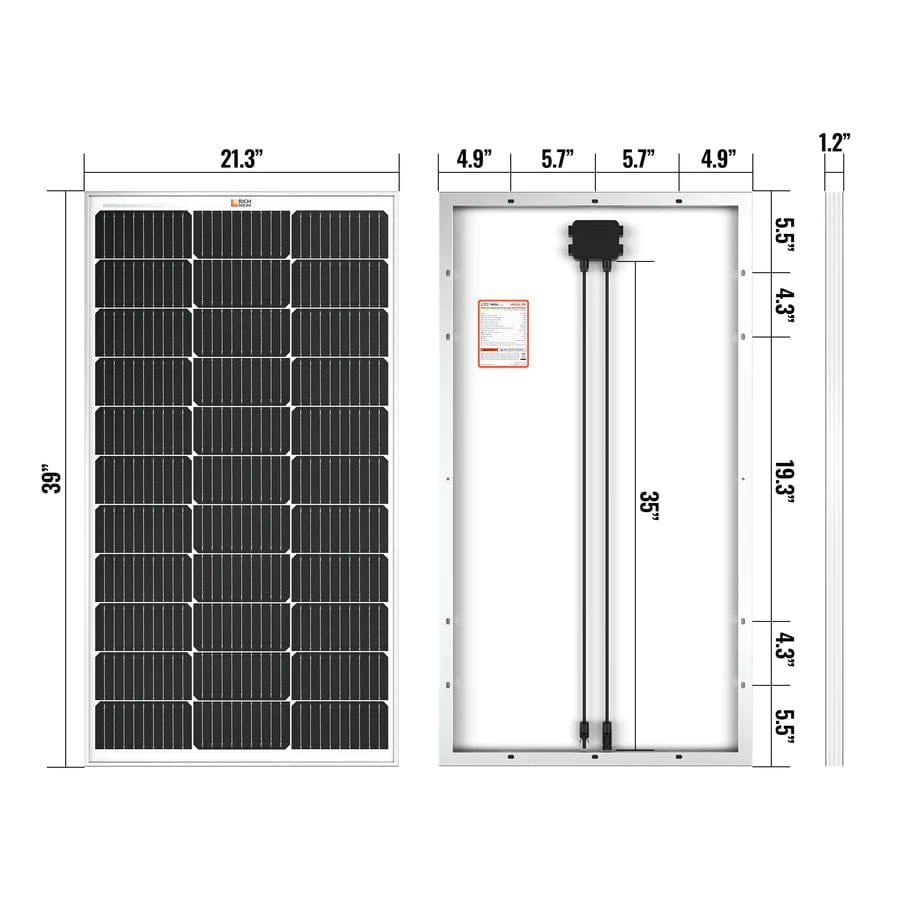 Rich Solar Solar Panels MEGA 100 Watt Monocrystalline Solar Panel | Best 12V Panel for VAN RVs and Off-Grid | 25-Year Output Warranty | UL Certified - Free Shipping!