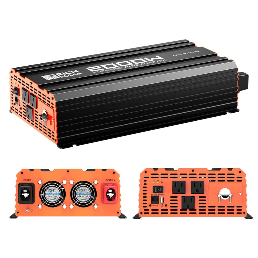 Rich Solar solar inverter Rich Solar 2000 Watt 12 Volt Industrial Pure Sine Wave Inverter