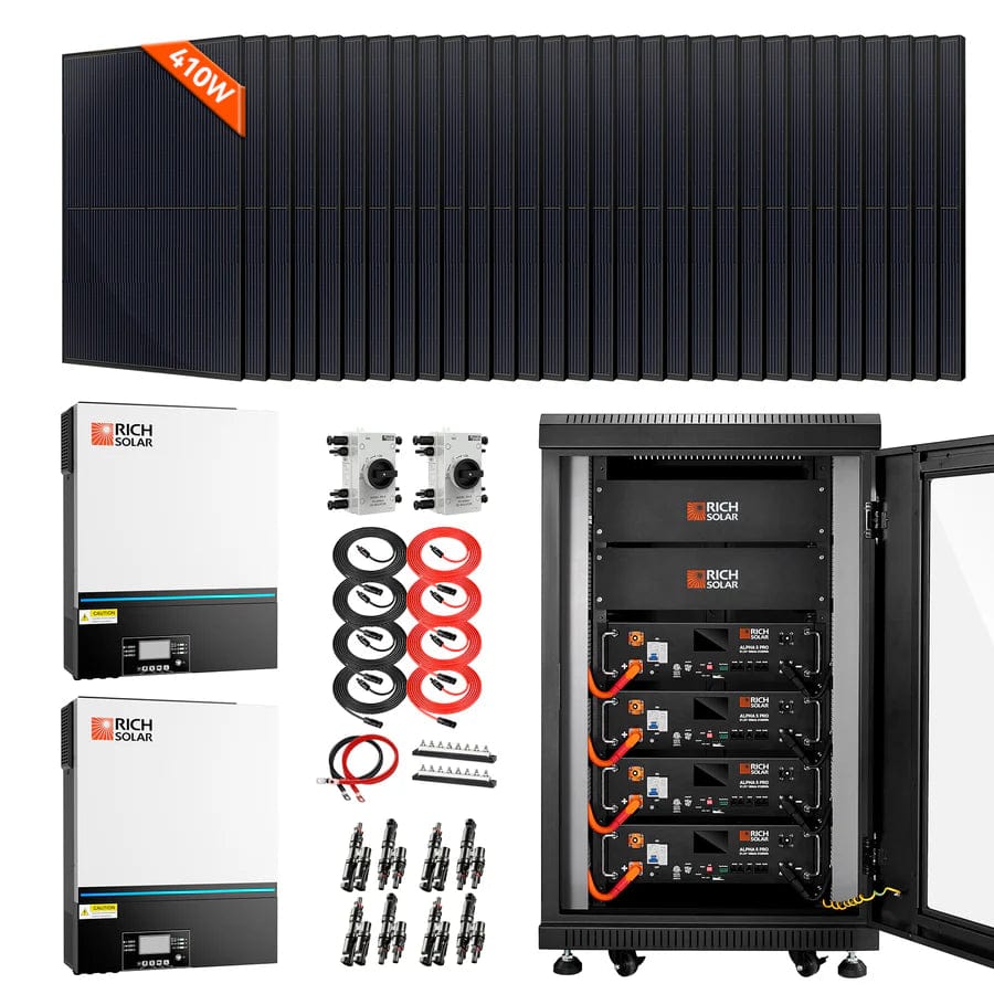 Rich Solar Solar Power Kits 30 x 410 Watt - 12.3KW Total Rich Solar Complete Off-Grid Solar Kit | 13,000W 120/240V Output | 48VDC