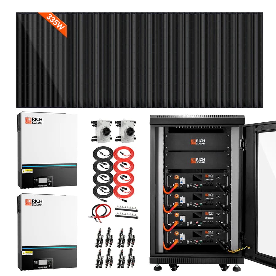 Rich Solar Solar Power Kits 38 x 335 Watt - 12.7KW Total Rich Solar Complete Off-Grid Solar Kit | 13,000W 120/240V Output | 48VDC