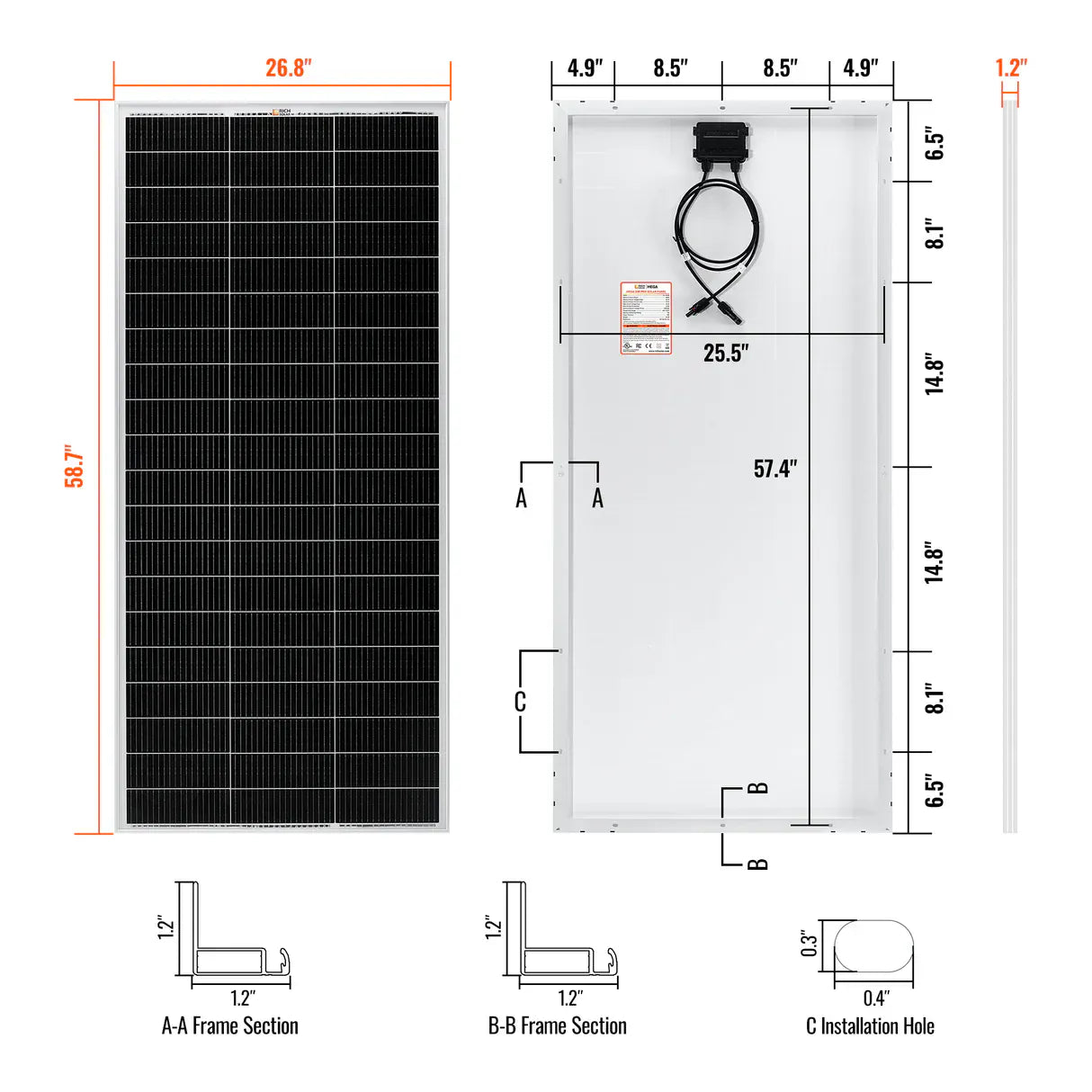 Rich Solar Solar Panel Rich Solar MEGA 200 PRO | 200 Watt 24 Volt Solar Panel