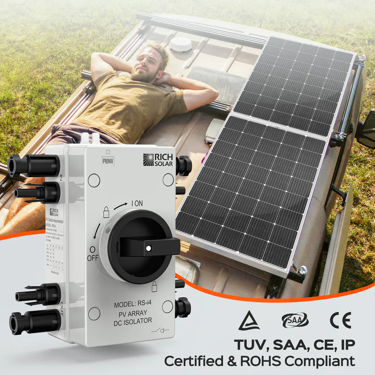 Rich Solar Solar Accessories Solar PV DC Quick Disconnect Switch 1500V 55 Amps 4 Pole 2 Strings