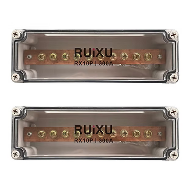 Ruixu Ruixu Busbar | 10 X 5/16" (M8) Terminal Studs | 300A One Pair