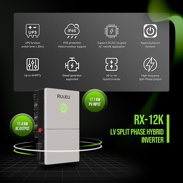 Ruixu Ruixu RX-12K | Split Phase Hybrid Inverter | 17.1KW PV INPUT | UL1741