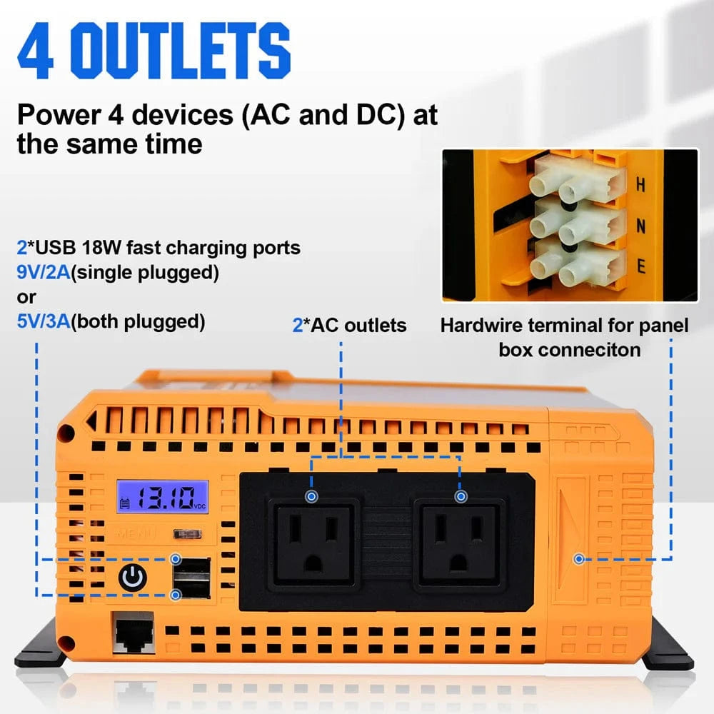 Signature Solar Solar Charge Controllers and Inverters Eco-Worthy 2000W Off Grid Pure Sine Wave Inverter 12V to 110V