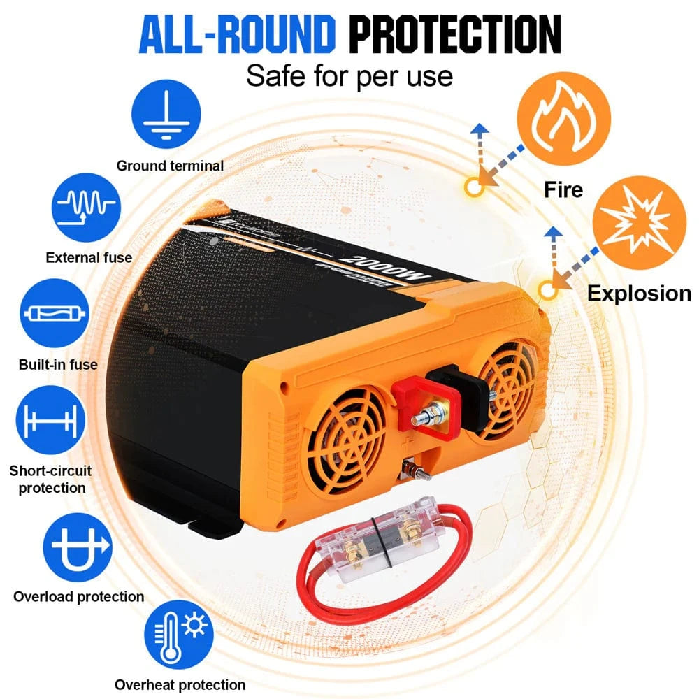 Signature Solar Solar Charge Controllers and Inverters Eco-Worthy 2000W Off Grid Pure Sine Wave Inverter 12V to 110V