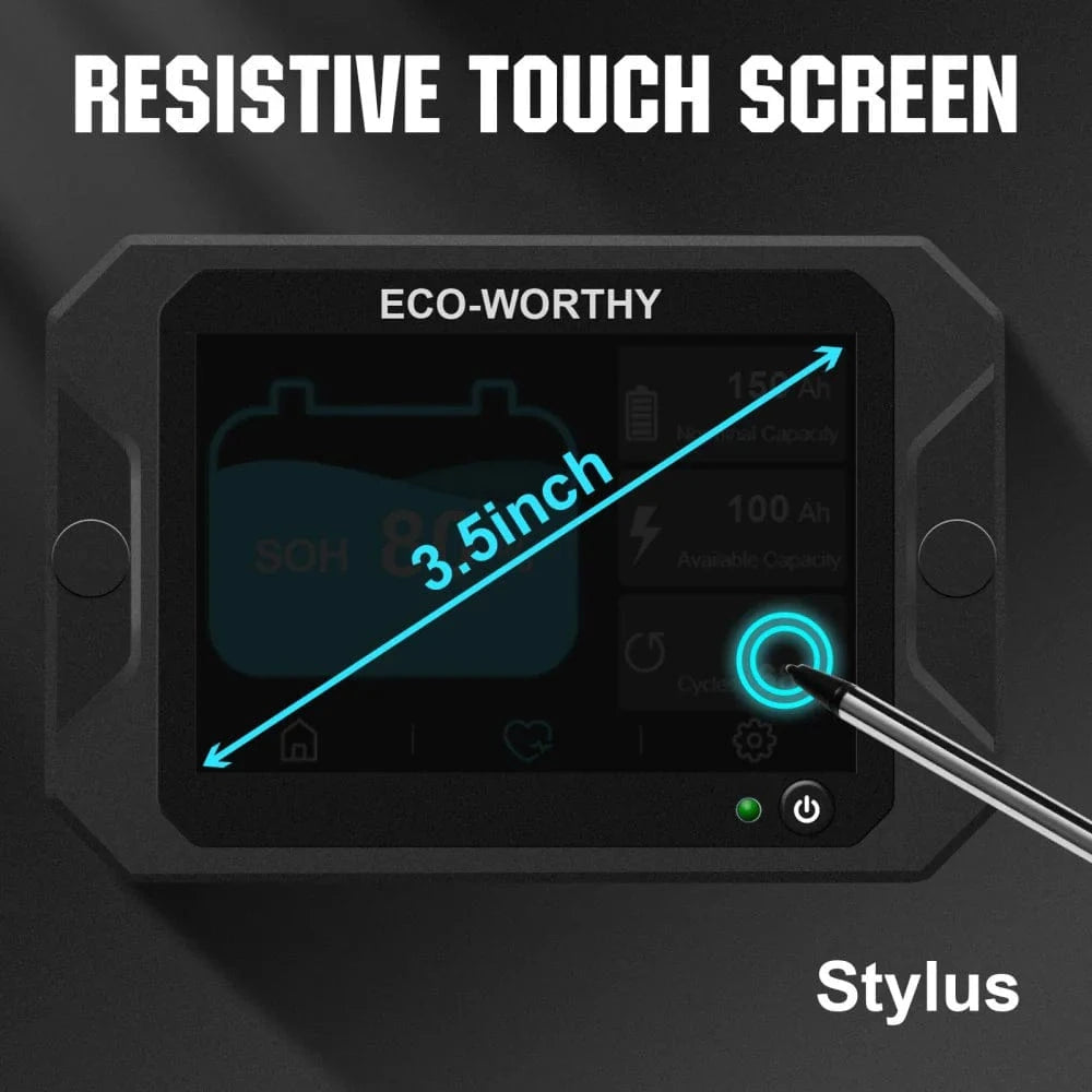 Signature Solar Chargers Eco-Worthy 200A 3.5" Touchable Display Battery Monitor AGM/LiFePO4
