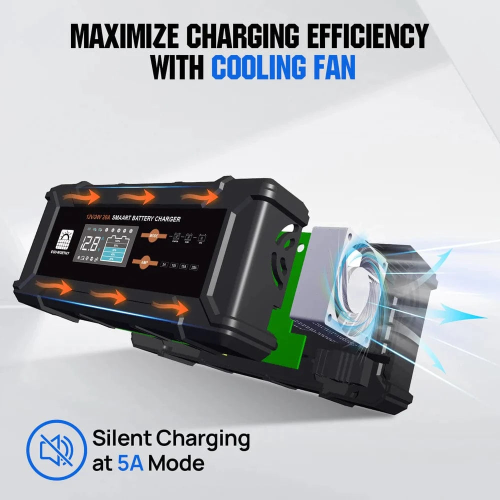 Signature Solar Chargers Eco-Worthy 20A 12V Battery Charger for LiFePO4