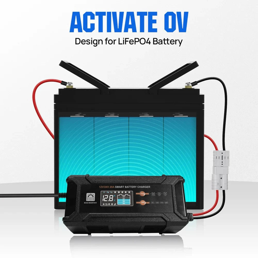 Signature Solar Chargers Eco-Worthy 20A 12V Battery Charger for LiFePO4