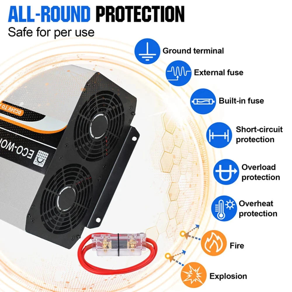 Signature Solar Solar Charge Controllers and Inverters Eco-Worthy 3000W Off Grid Pure Sine Wave Inverter 24V to 110V