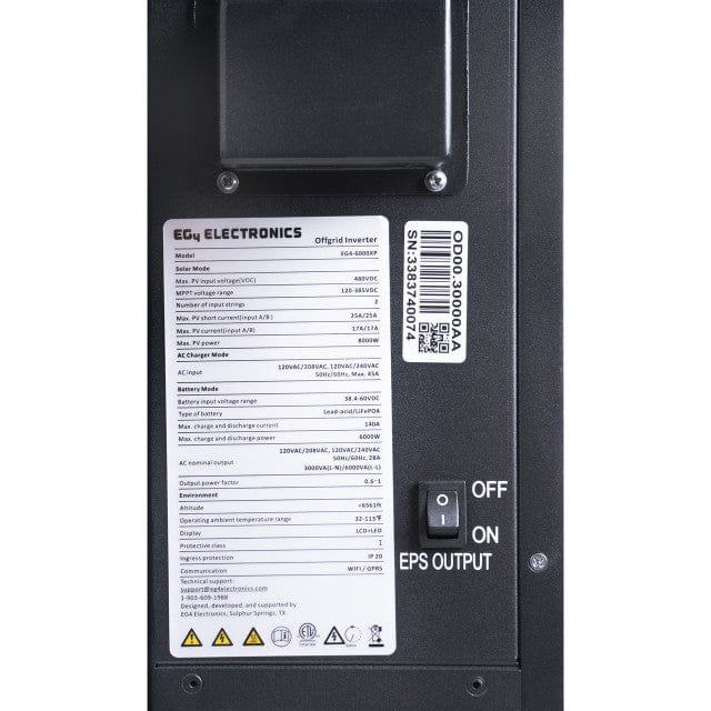 Signature Solar Solar Inverters EG4 6000XP Off-Grid Inverter | 8000W PV Input | 6000W Output | 480V VOC Input | 48V 120/240V Split Phase | All-In-One Solar Inverter