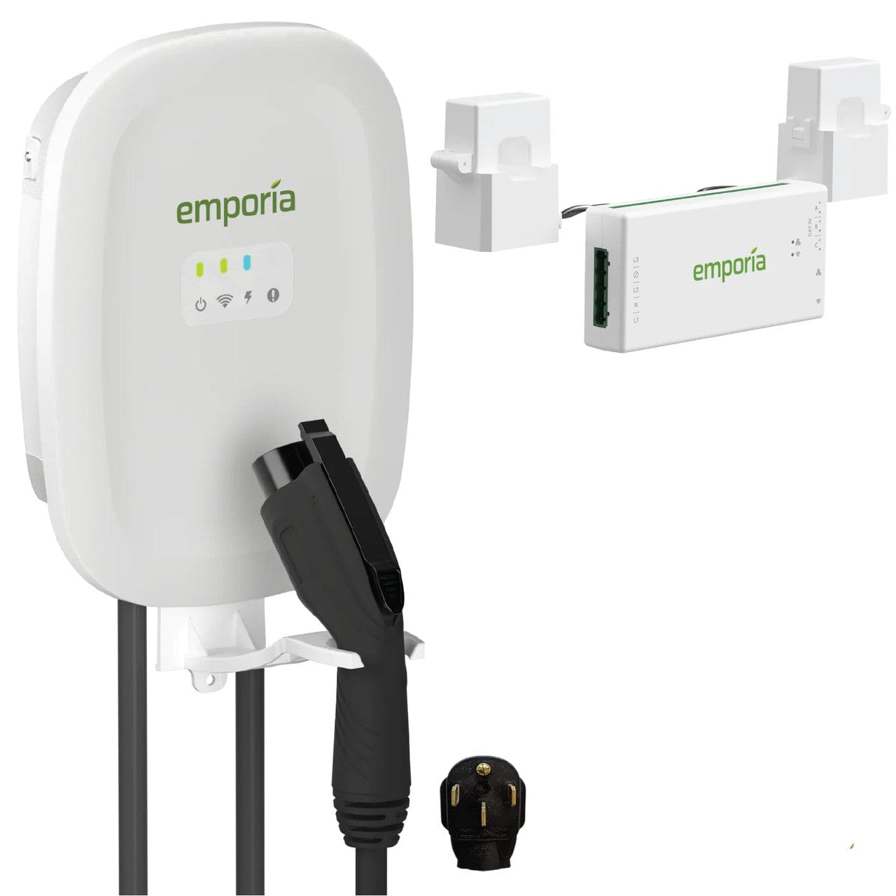 Signature Solar Chargers Emporia EV Charger with PowerSmart Load Management | White | NEMA 14-50 | J1772