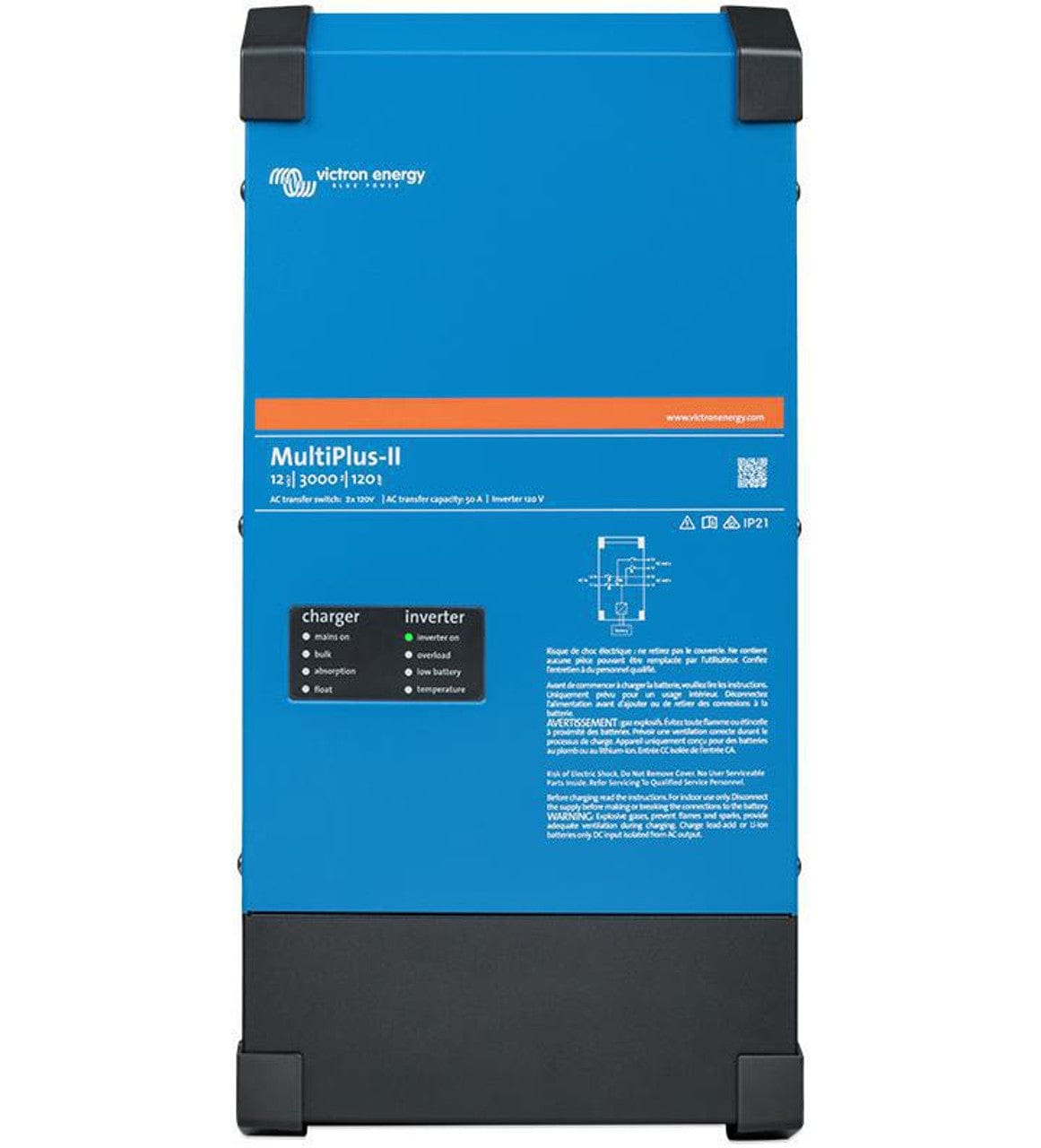 Signature Solar Solar Inverters Victron Energy MultiPlus-II 24/3000 | 24V Input | 3000VA Output 120V VE.Bus | 70A Charger | Transfer Switch | UL 1741