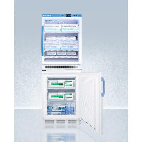 Summit Refrigerators Accucold 24" Wide All-Refrigerator/All-Freezer Combination ARG6PV-VT65MLSTACKMED2