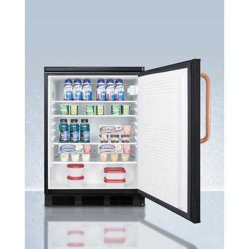 Summit Refrigerators Accucold 24&quot; Wide All-Refrigerator with Antimicrobial Pure Copper Handle FF7LBLKTBC