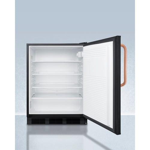 Summit Refrigerators Accucold 24&quot; Wide Built-In All-Refrigerator with Antimicrobial Pure Copper Handle, ADA Compliant FF7LBLKBITBCADA