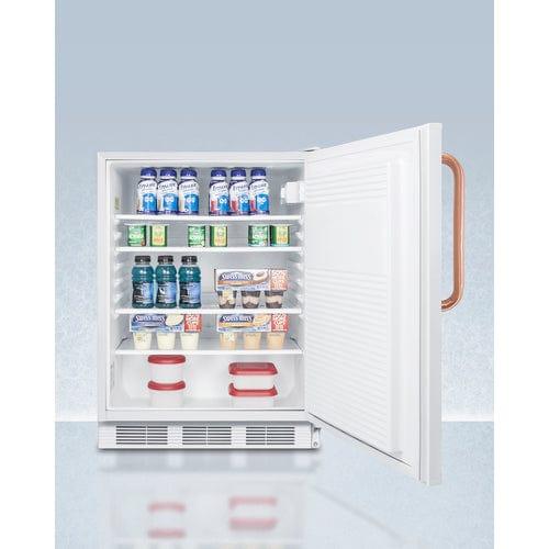 Summit Refrigerators Accucold 24&quot; Wide Built-In All-Refrigerator with Antimicrobial Pure Copper Handle, ADA Compliant FF7LWBITBCADA