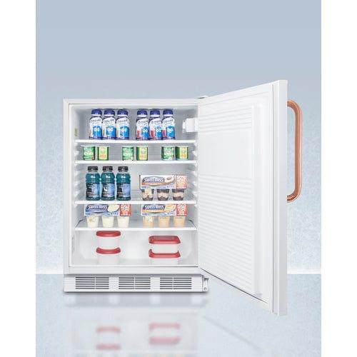 Summit Refrigerators Accucold 24" Wide Built-In All-Refrigerator with Antimicrobial Pure Copper Handle, ADA Compliant FF7LWBITBCADA