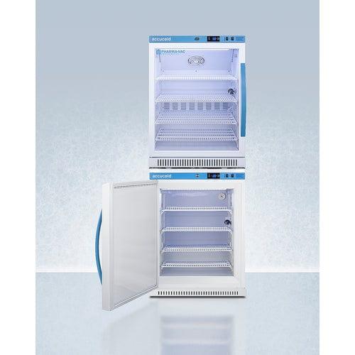 Summit Refrigerators Accucold 24&quot; Wide Performance Series All-Refrigerator/All-Freezer Combination ARG6PV-AFZ5PVBIADASTACKLHD