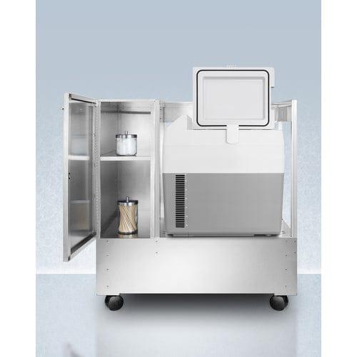 Summit Refrigerators Accucold Stainless Steel Cart with Portable Refrigerator/Freezer SPRF36CART