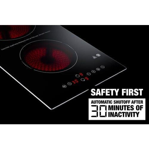 Summit Summit 12" Wide 115V 2-Burner Radiant Cooktop With Safety Shutoff CRH2BT30115