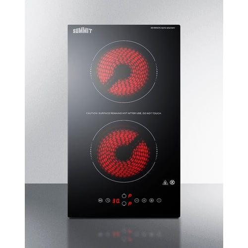 Summit Summit 12" Wide 115V 2-Burner Radiant Cooktop With Safety Shutoff CRH2BT30115