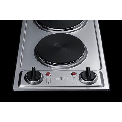 Summit Summit 12&quot; Wide 115V 2-Burner Solid Disk Cooktop CSD2B115