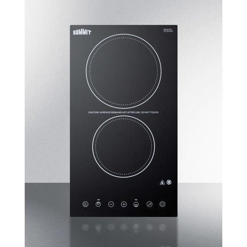 Summit Summit 12&quot; Wide 230V 2-Burner Radiant Cooktop CR2B23T3B