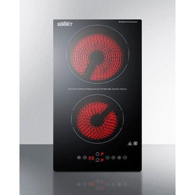 Summit Summit 12" Wide 230V 2-Burner Radiant Cooktop With Safety Shutoff CRH2BT30230