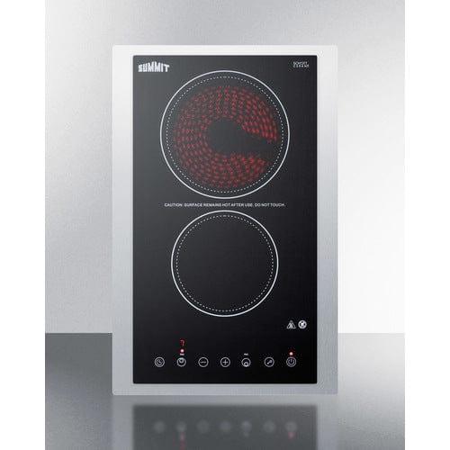 Summit Summit 15" Wide 230V 2-Burner Radiant Cooktop CR2B23T3BTK15